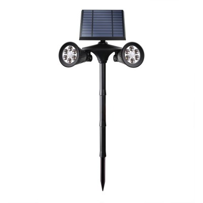 3W Solar Outdoor 2 heads led garden Spot lights with 12 Leds